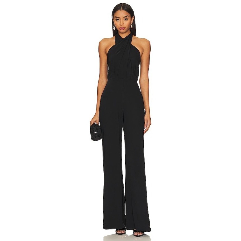 AMANDA UPRICHARD Mezcal Jumpsuit Black Halter Size XS Wide Leg NEW